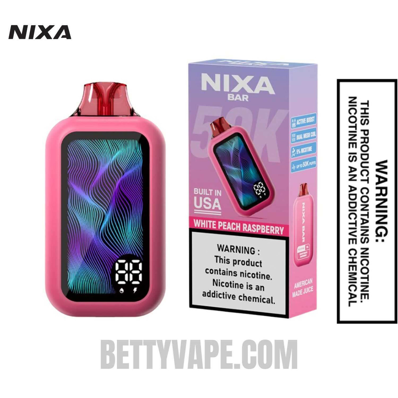 White Peach Raspberry Nixa Bar 50K Disposable Vape With Package Box