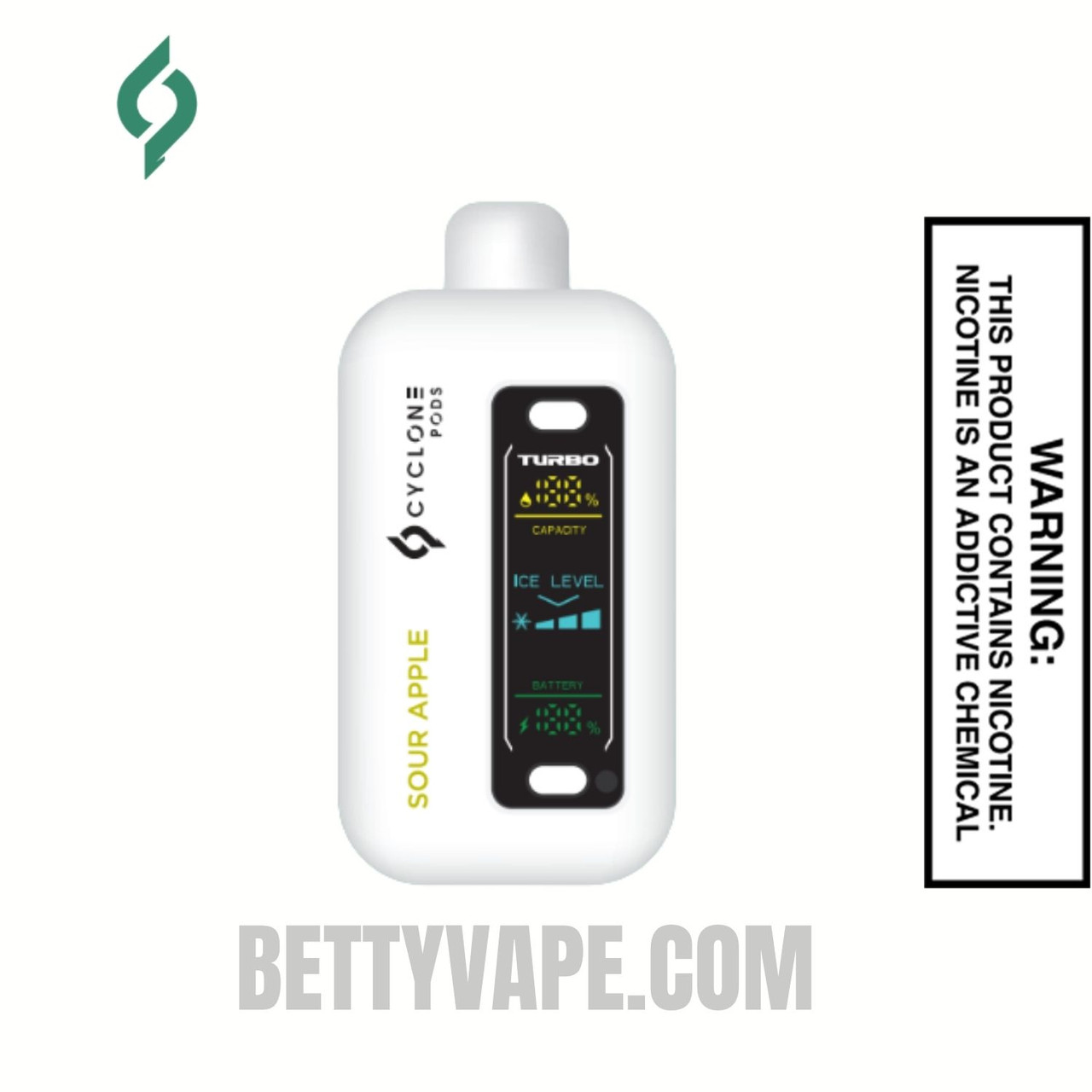 Sour Apple Cyclone Gust Pro 20K Zero Nicotine Disposable Vape