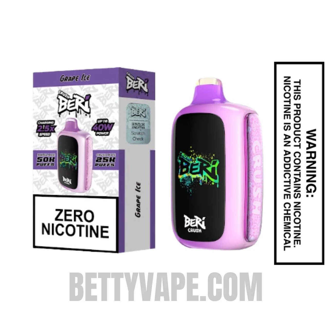 Grape Ice Beri Crush 50K Zero Nicotine Disposable Vape With Package Box
