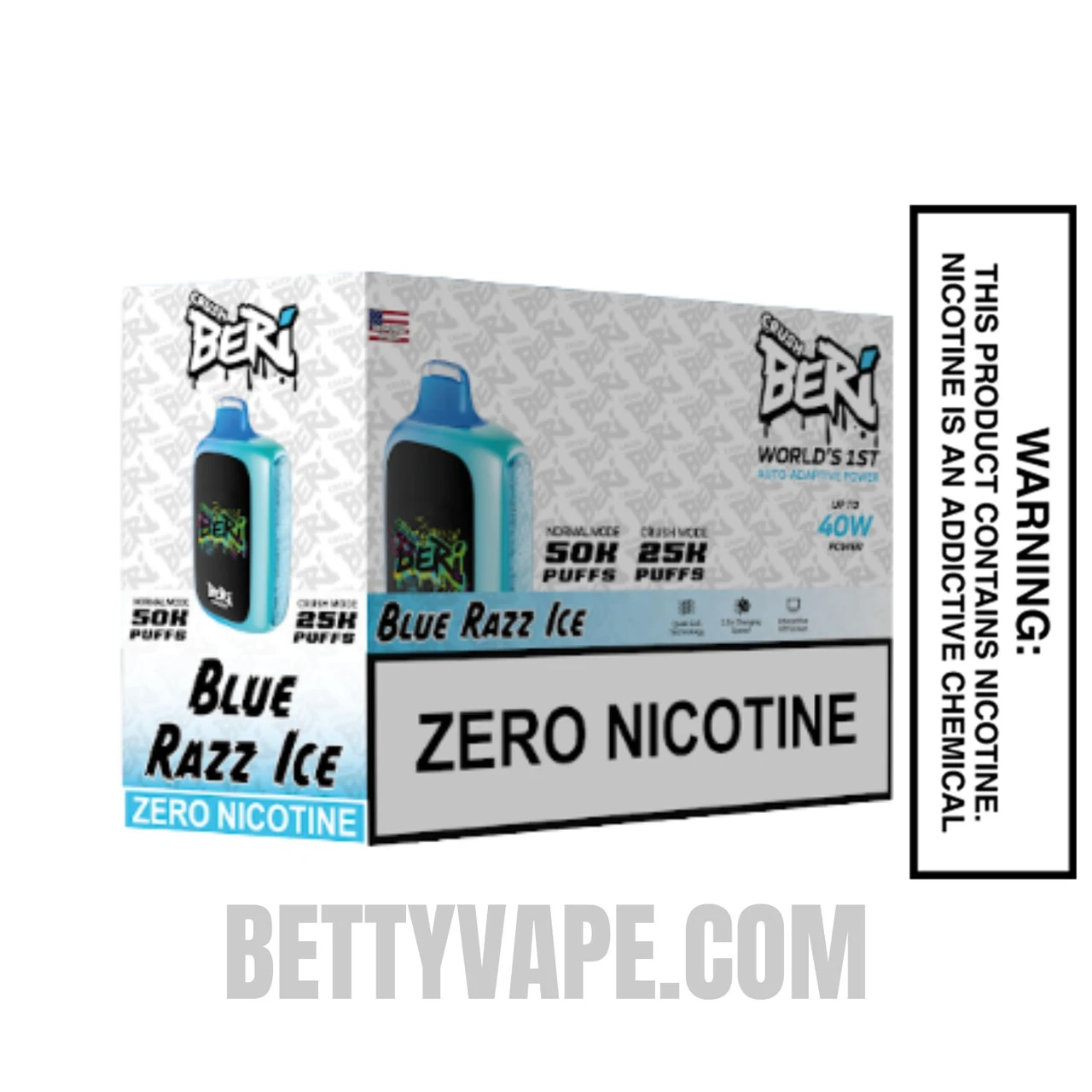 Blue Razz Ice Beri Crush 50K Zero Nicotine Disposable Vape With Bundle Pack