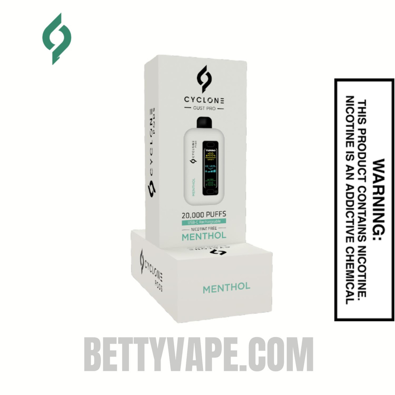 Menthol Cyclone Gust Pro 20K Zero Nicotine Disposable Vape With Package Box