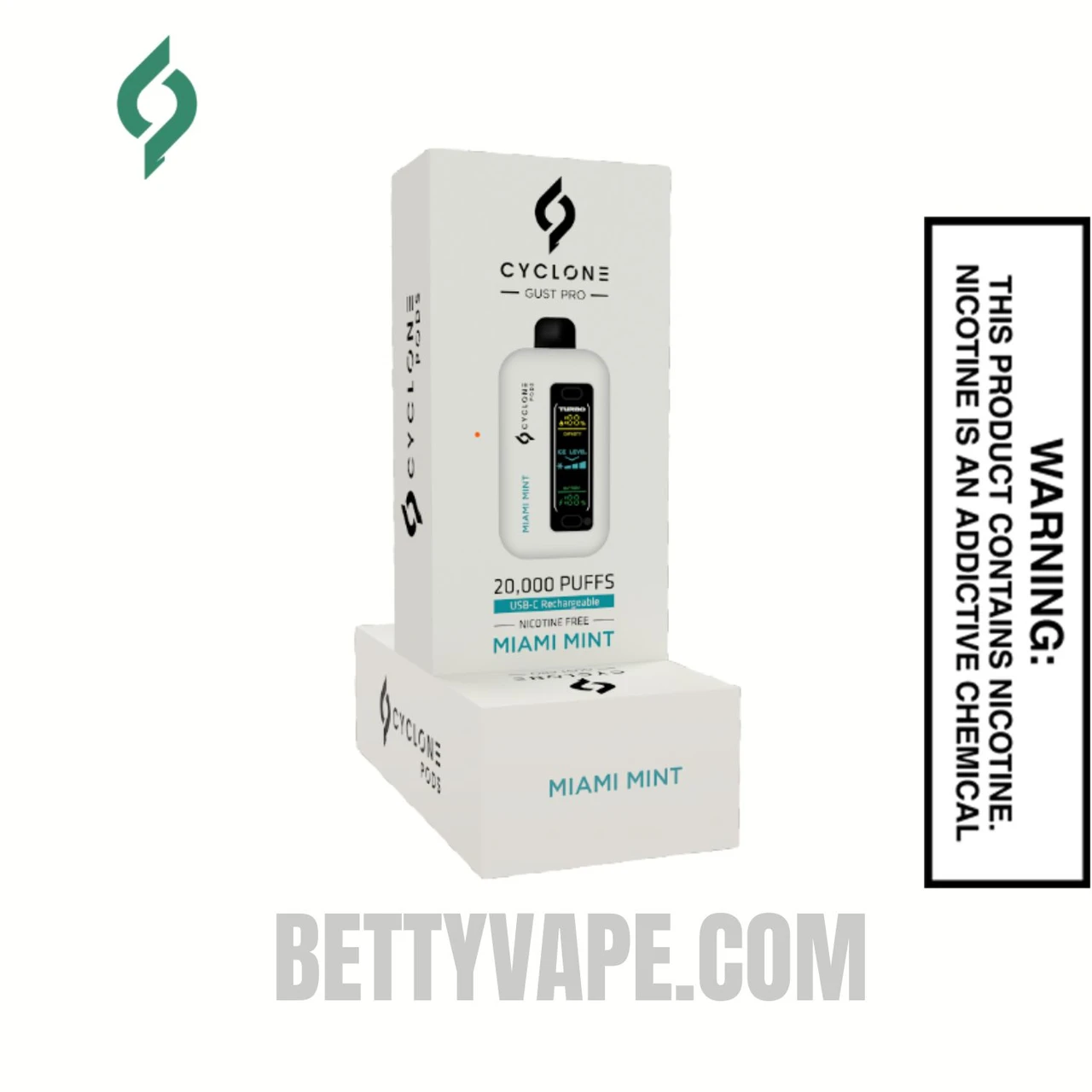 Miami Mint Cyclone Gust Pro 20K Zero Nicotine Disposable Vape With Package Box
