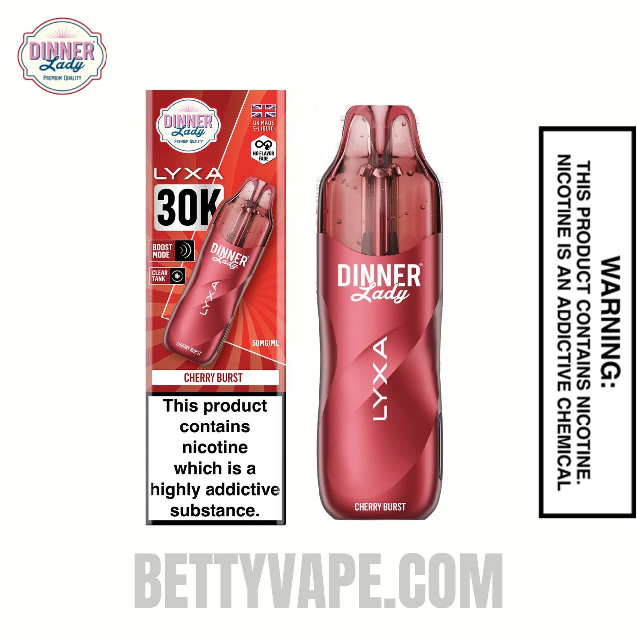 Cherry Burst Dinner Lady LYXA 30K Disposable Vape With Package Box