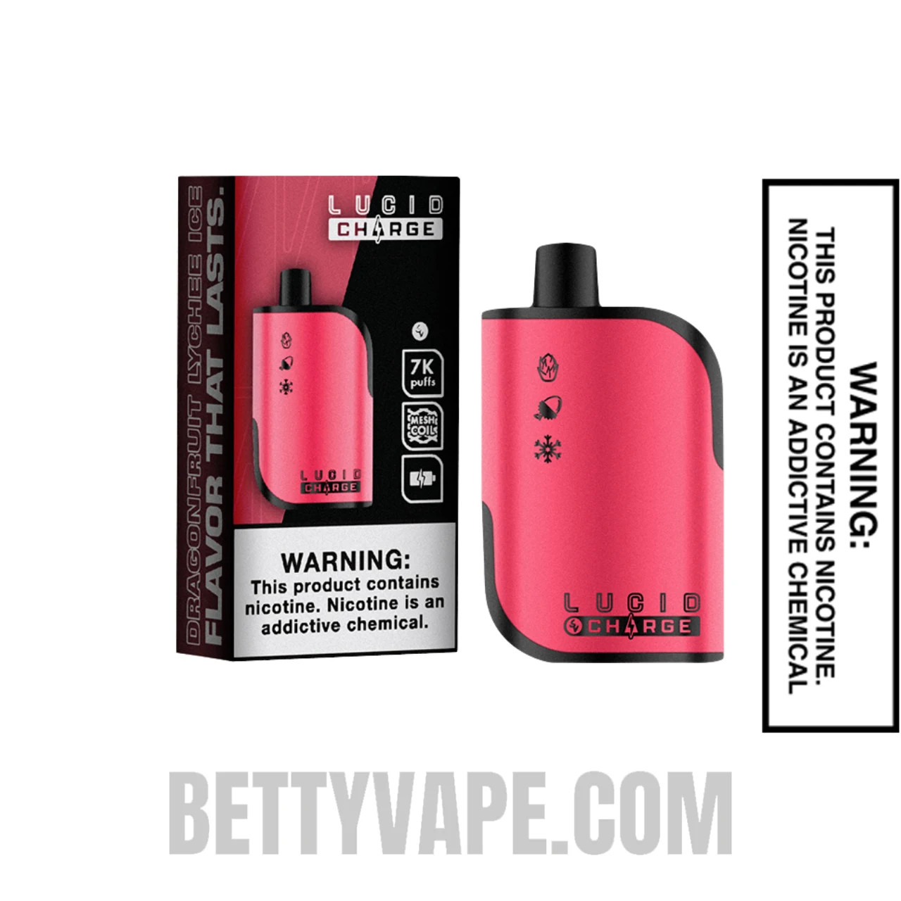 Dragonfruit Lychee Ice Lucid Charge Disposable Vape 7000 Puffs With Package Box