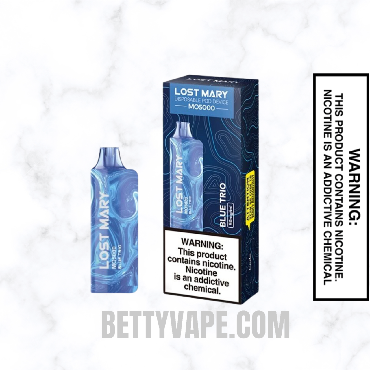 Blue Trio Lost Mary MO5000 Disposable Vape With Package Box