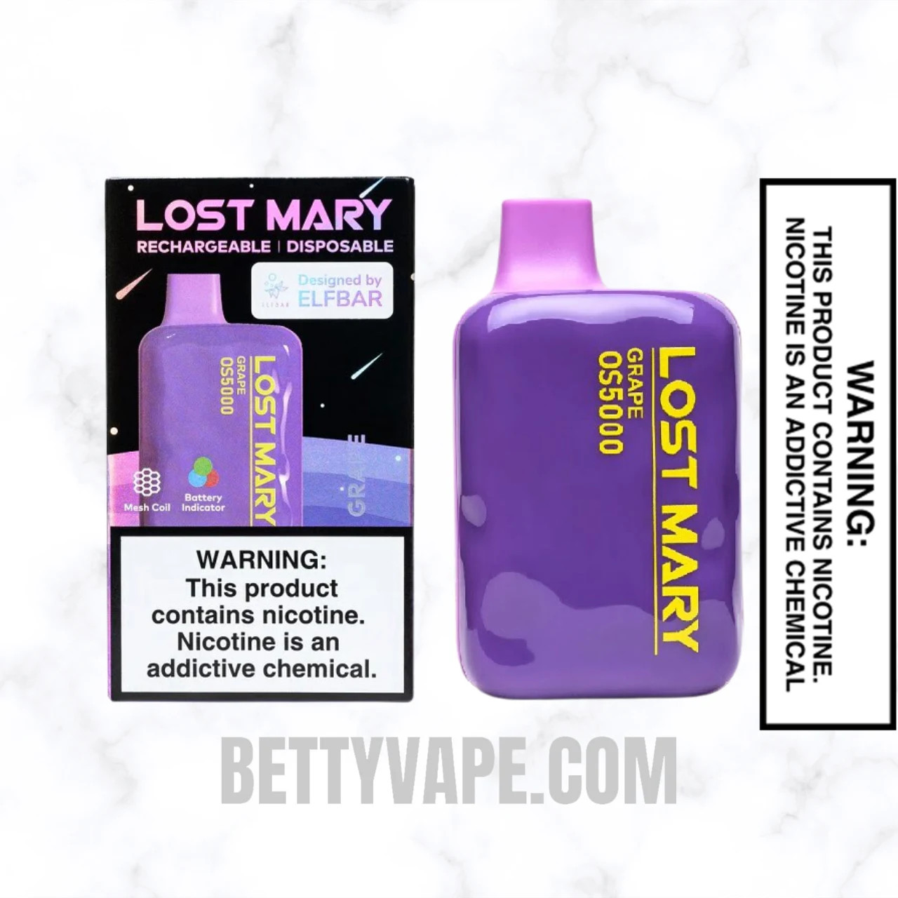 Grape Lost Mary OS5000 Disposable Vape With Package Box