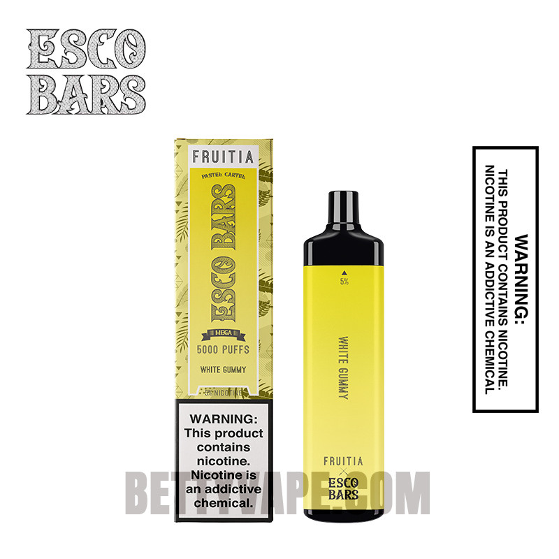White Gummy Esco Bar 5000 Puffs Disposable Vape With Package Box