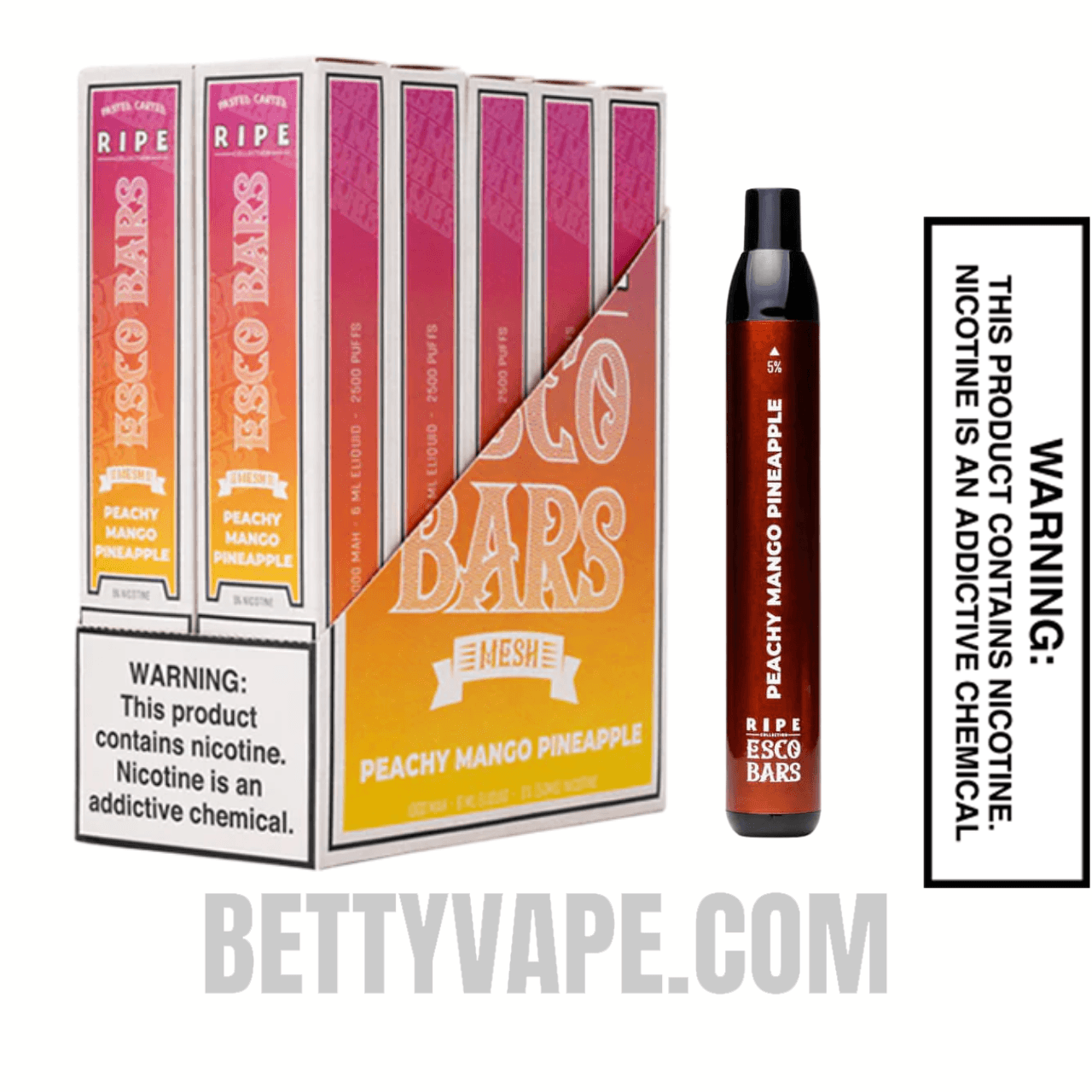 Peachy Mango Pineapple Esco Bar 2500 Puffs Disposable Vape with Bundle Pack