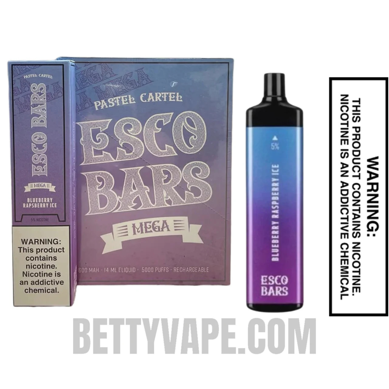 Blueberry Raspberry Ice Esco Bar 5000 Puffs Disposable Vape with Bundle Pack