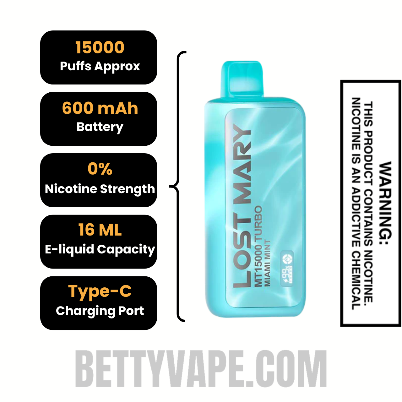 Miami Mint Lost Mary MT15000 Disposable Vape Specifications