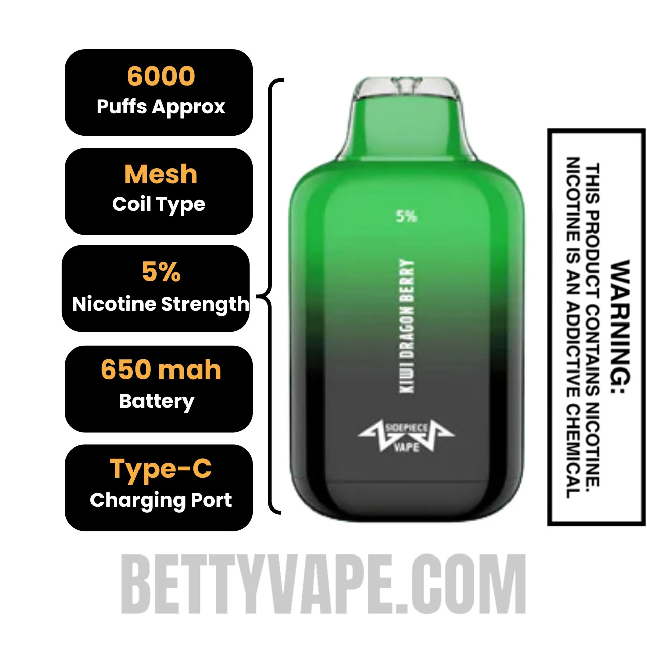 Kiwi Dragon Berry Sidepiece SP6000 Disposable Vape