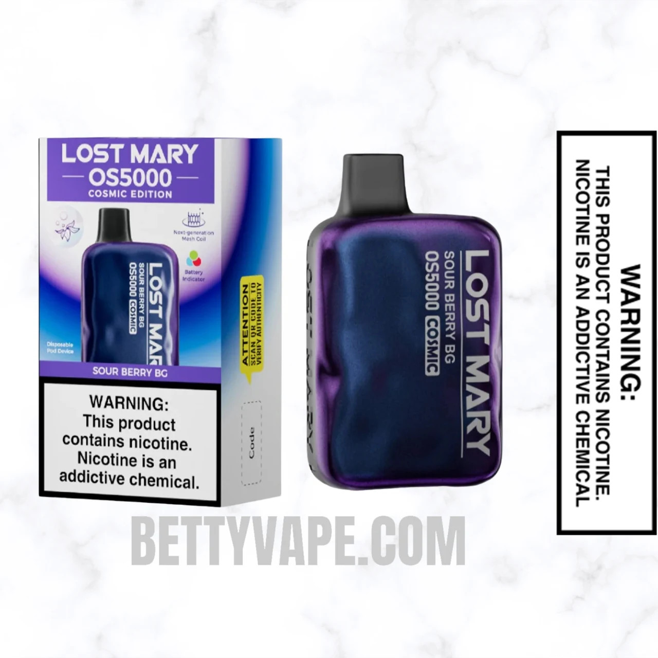 Sour Berry BG Lost Mary OS5000 Cosmic Edition Vape With Package Box