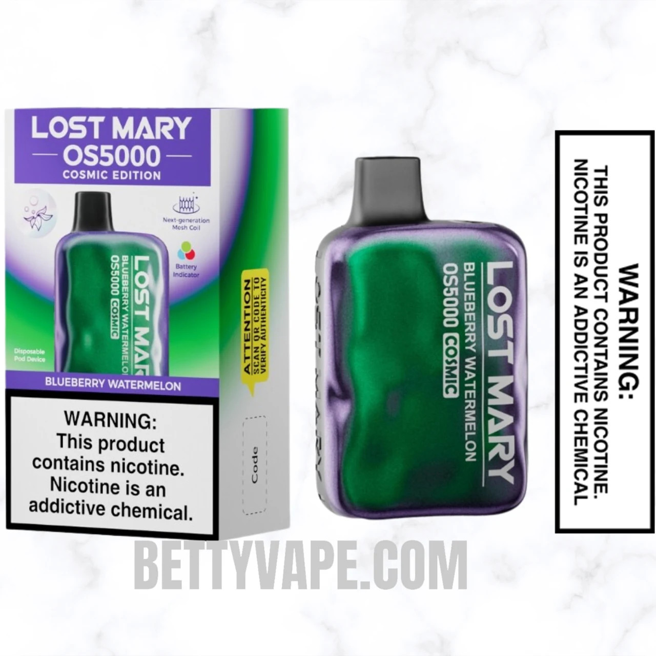Blueberry Watermelon Lost Mary OS5000 Cosmic Edition Vape With Package Box