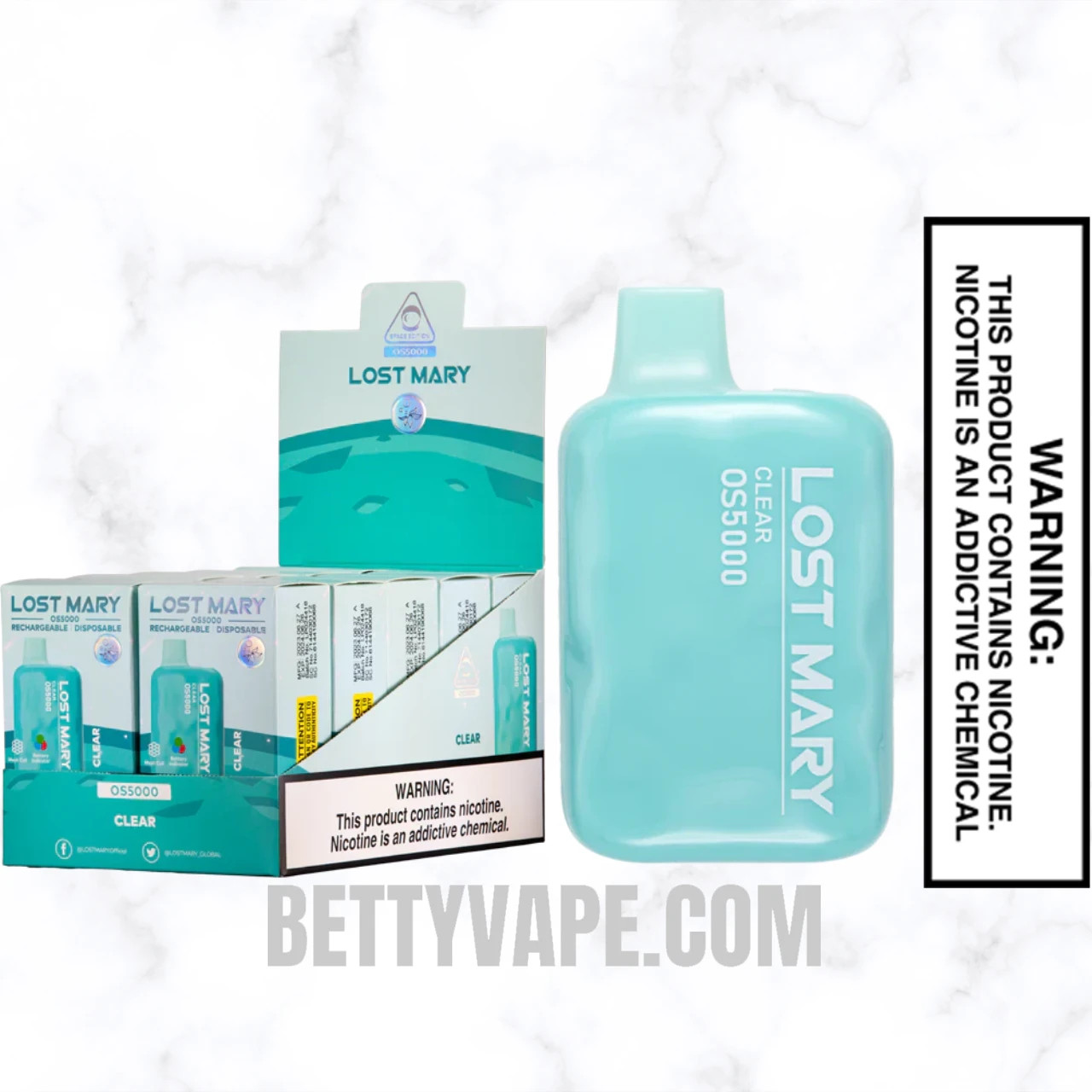 Clear Lost Mary OS5000 Disposable Vape With Package Box