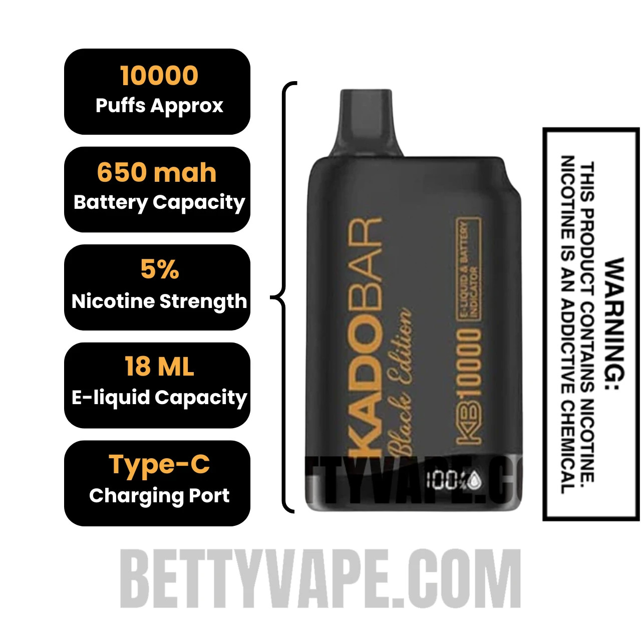 Frozen Bananas Kado Bar Black Edition Disposable Vape Specifications