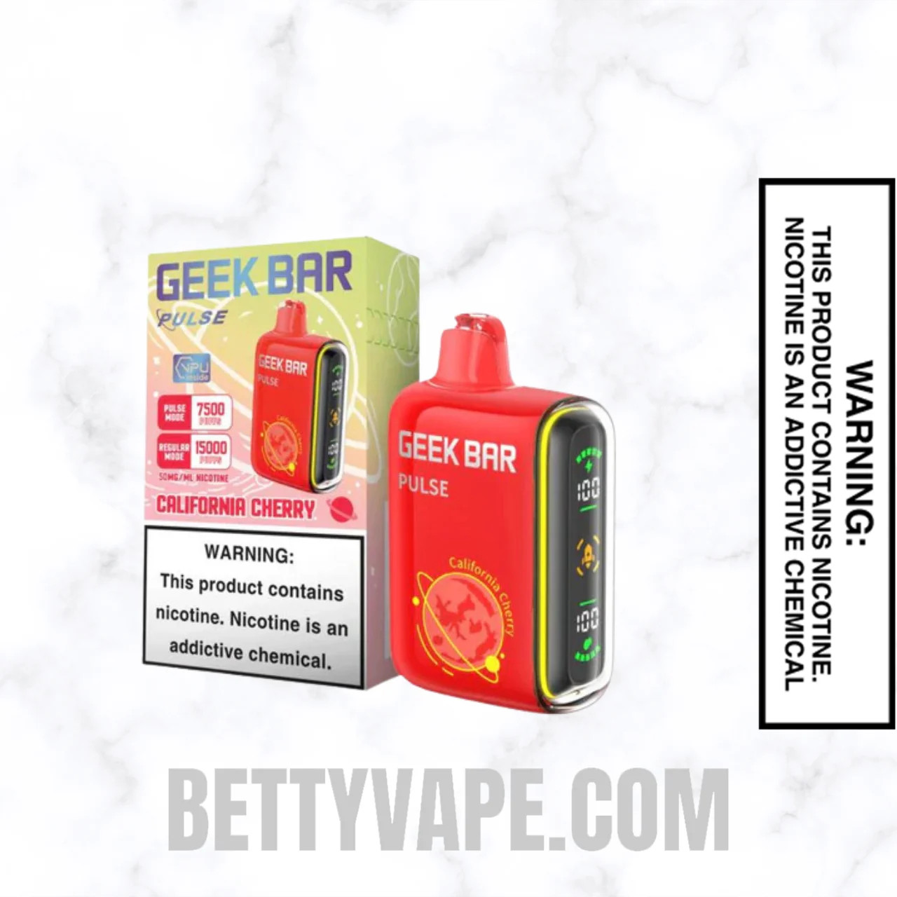 California Cherry Geek Bar Pulse Disposable Vape With Package Box