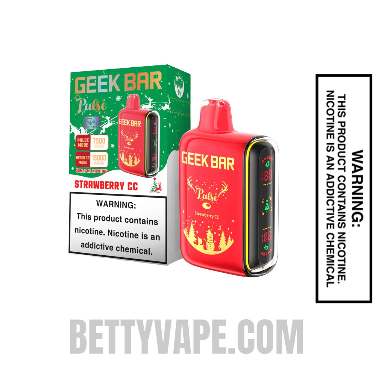 Strawberry CC Geek Bar Pulse Disposable Vape with  Package Box