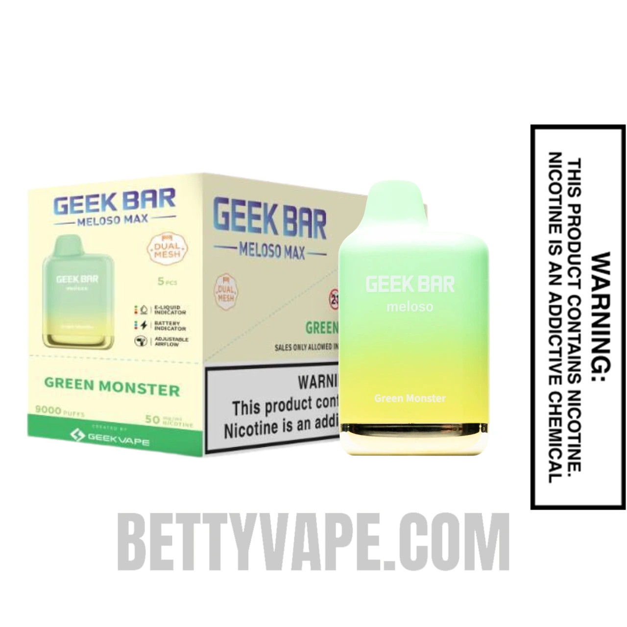 Green Monster Geek Bar Meloso MAX 9000 Disposable Vape with Bundle Pack