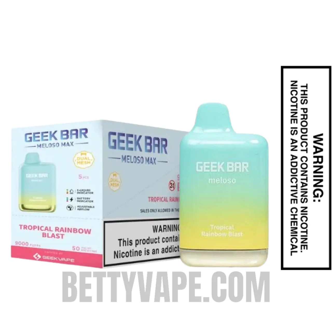 Tropical Rainbow Blast Geek Bar Meloso MAX Disposable Vape with Bundle Pack