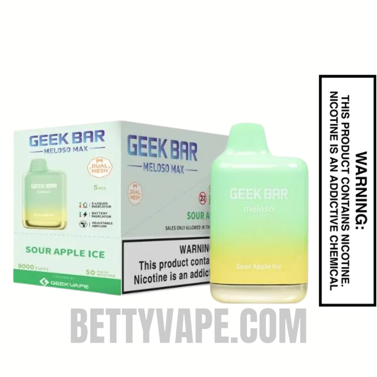 Sour Apple Ice Geek Bar Meloso MAX Disposable Vape with Bundle Pack