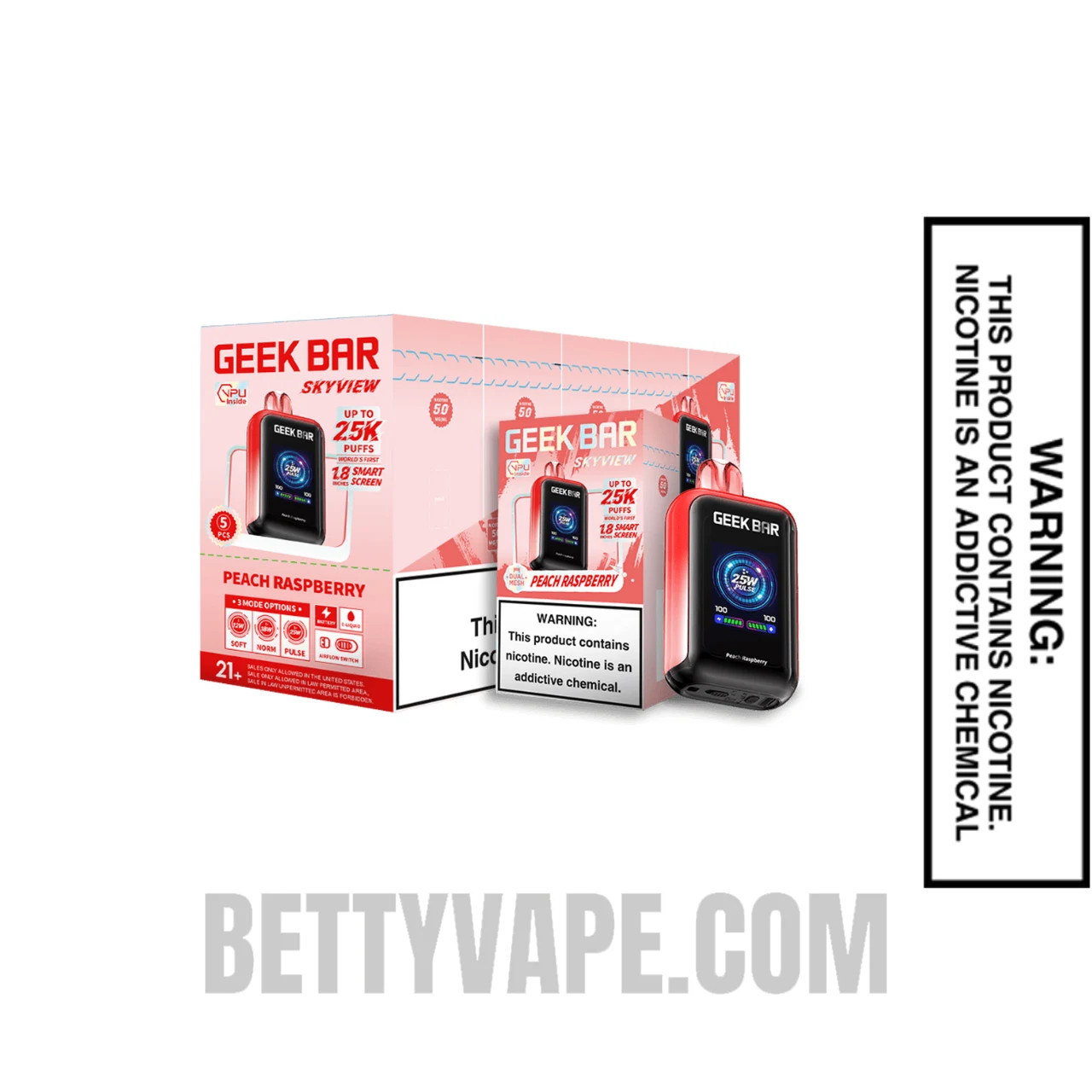 Peach Raspberry Geek Bar Skyview Disposable Vape With Bundle Pack