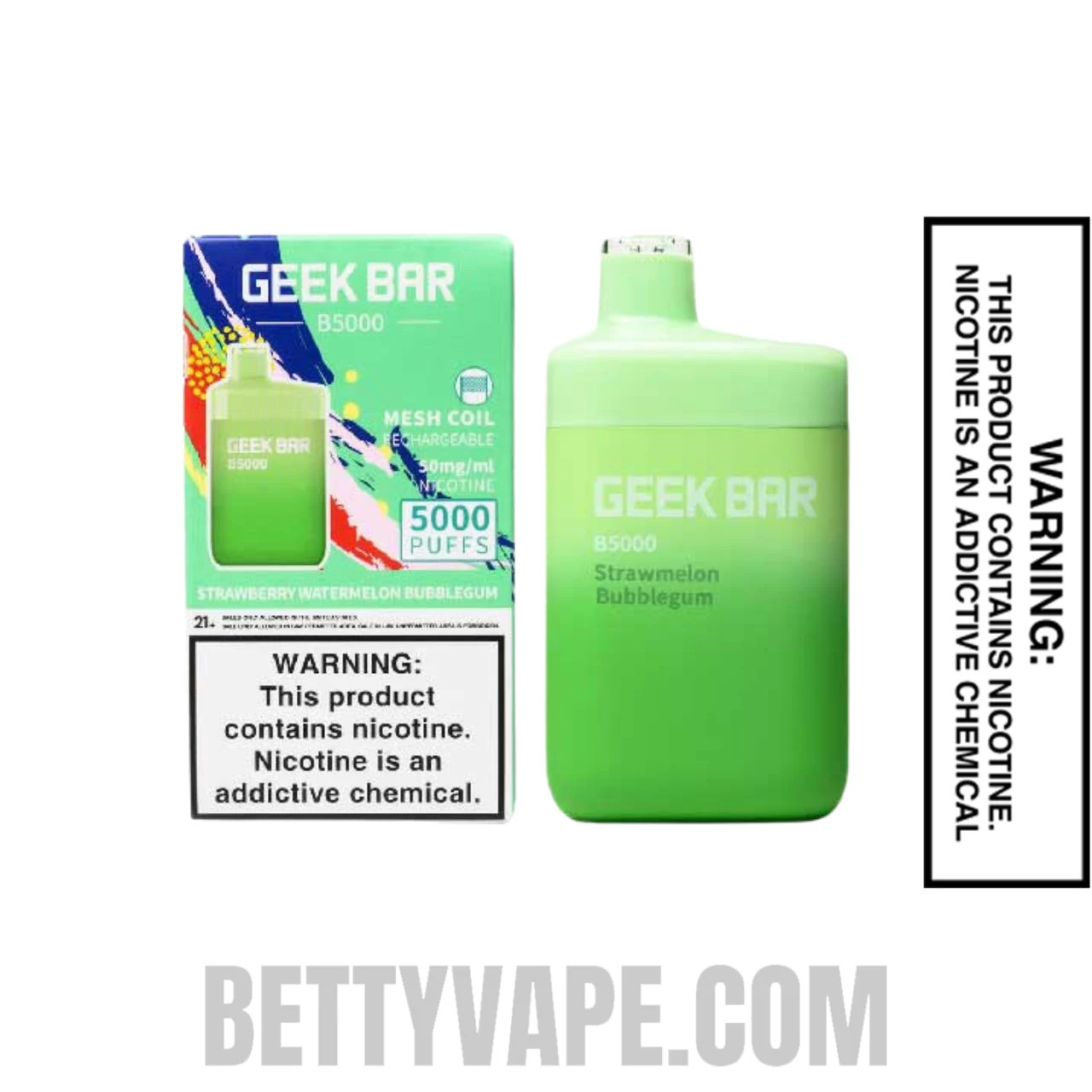 Strawberry Watermelon Bubble Gum Geek Bar B5000 Disposable Vape with Package Box