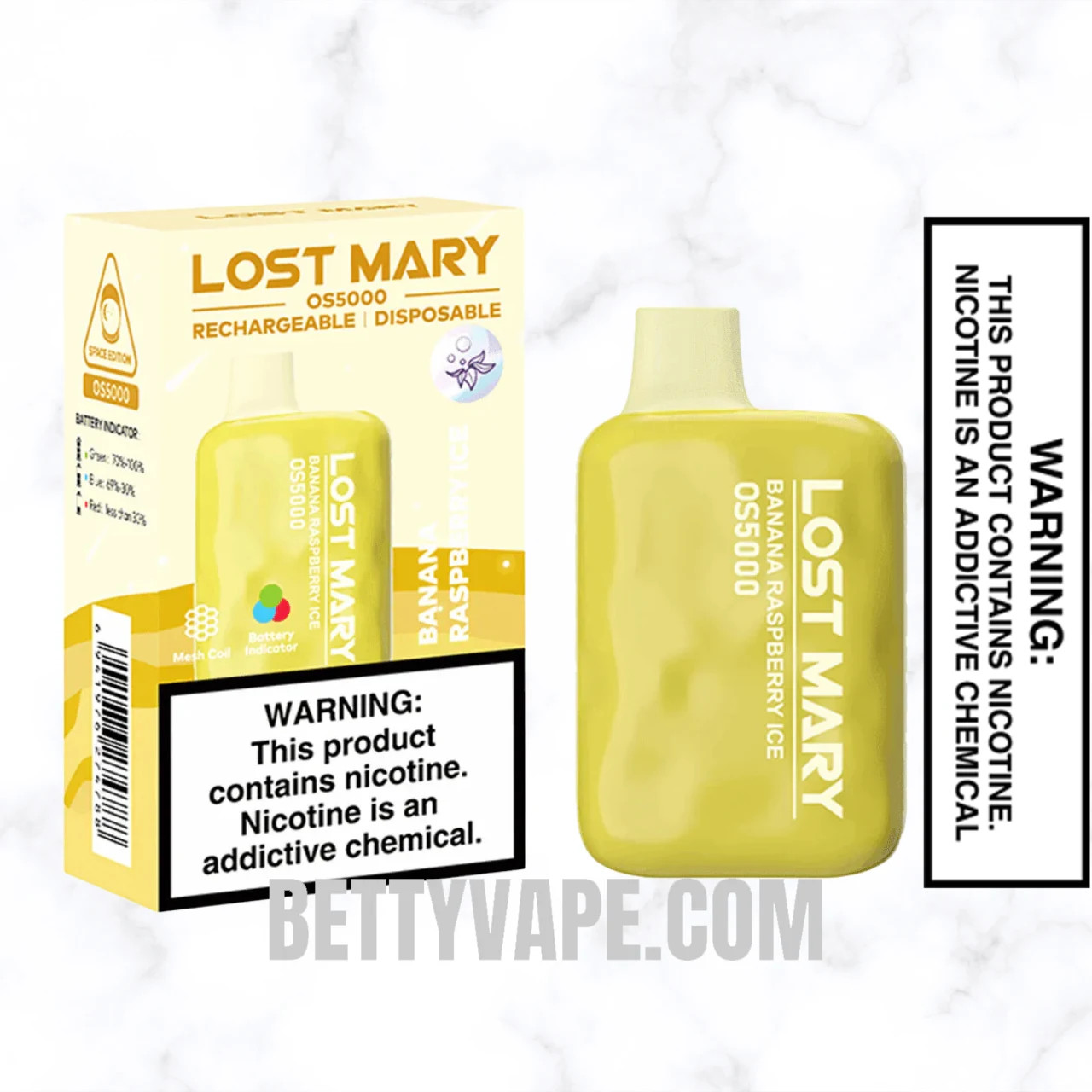 Banana Raspberry Ice Lost Mary OS5000 Disposable Vape With Package Box