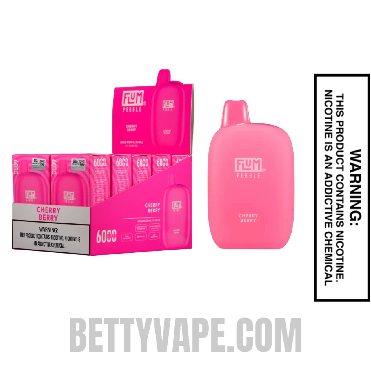 Cherry Berry Flum Pebble 6000 Disposable Vape With Bundle Pack