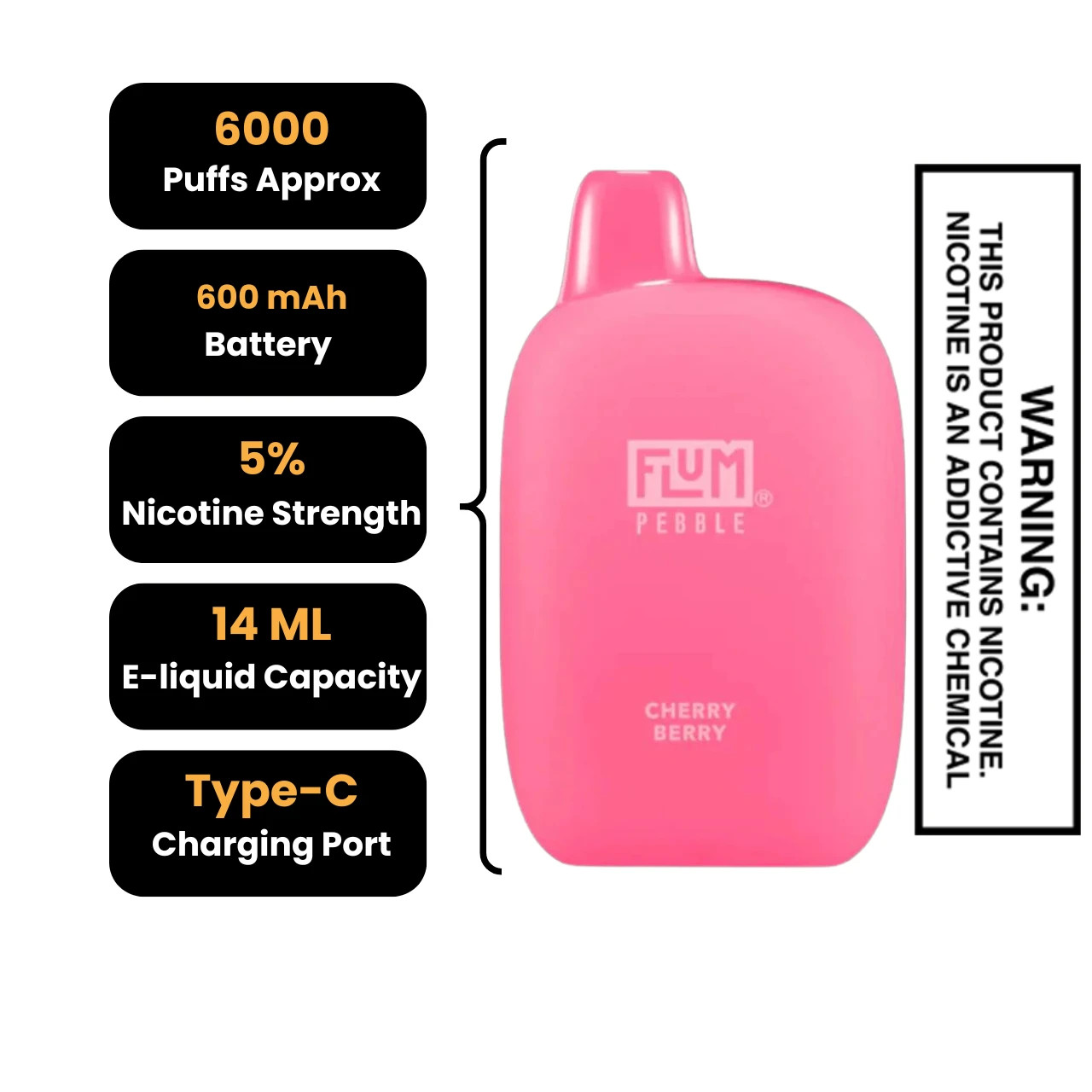 Cherry Berry Flum Pebble 6000 Disposable Vape Specifications