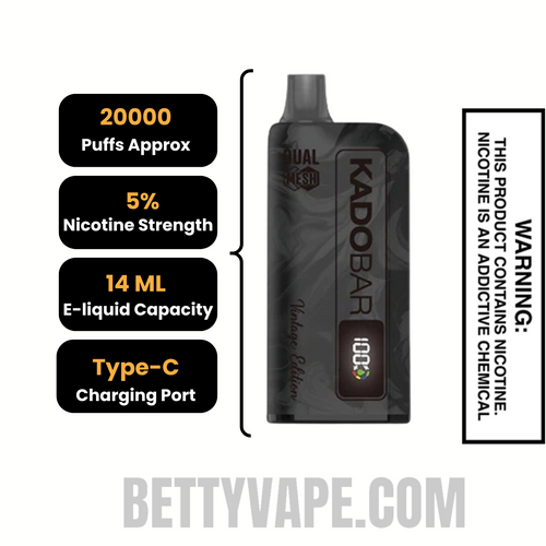 Mango Colada Kado Bar Vintage Edition 20000 Puffs Disposable Vape Specifications