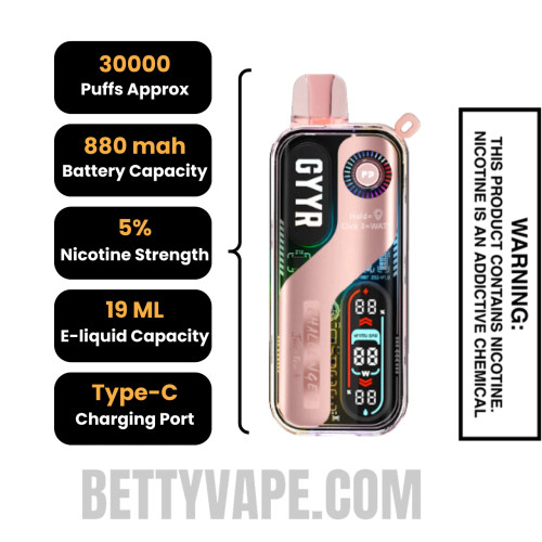 Juicy Peach GYYR X Wynn Bar Challenger 30K Vape Specifications