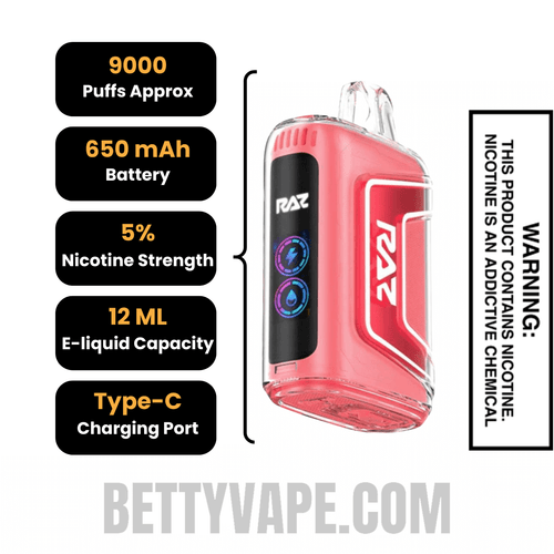 Strawberry Watermelon RAZ TN9000 Disposable Vape Specifications