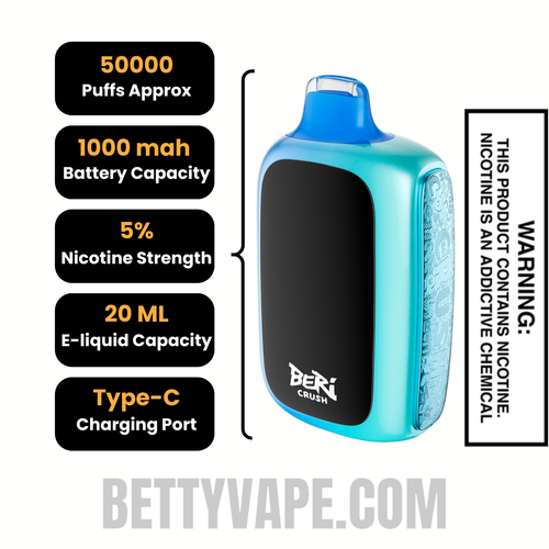 Blue Razz Ice Beri Crush 50K Disposable Vape Specification