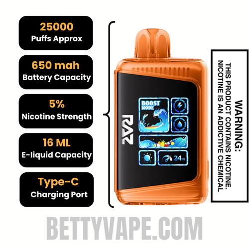Orange Pineapple Punch RAZ LTX 25000 Disposable Vape Specification