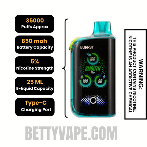 Grape B-Pop / Grape Soda Fasta Burrst 35000 (Fizz Series) Vape Specifications