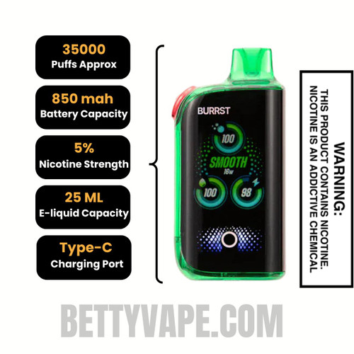 Meta Moon Fasta Burrst 35000 (Fizz Series) Vape Specifications