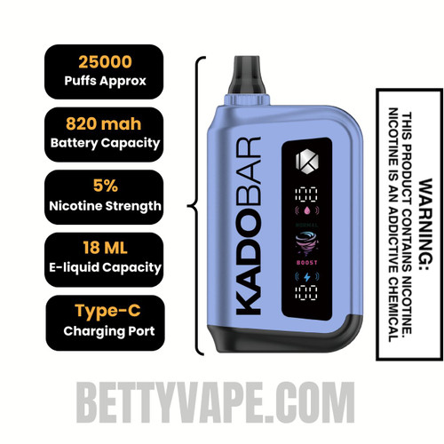 Blue Razz Lemon Kado Bar Rizz 25000 Disposable Vape Specifications
