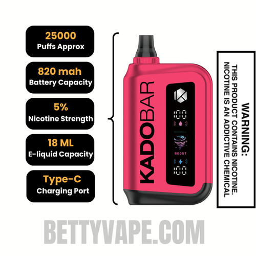 Cherry Hard Candy Kado Bar Rizz 25000 Disposable Vape Specifications
