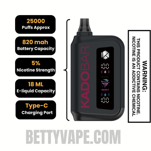 Red Tobacco Kado Bar Rizz 25000 Disposable Vape Specifications