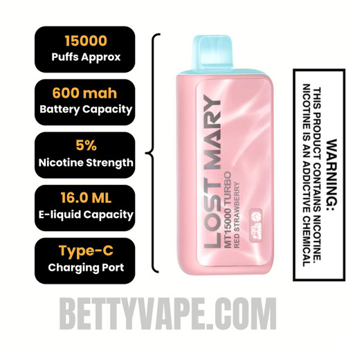 Red Strawberry Lost Mary MT15000 Turbo Vape  Specifications