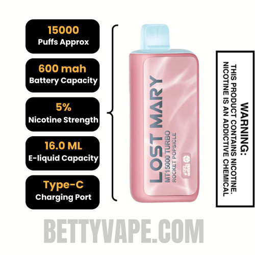 Rocket Pop Lost Mary MT15000 Turbo Vape Specifications