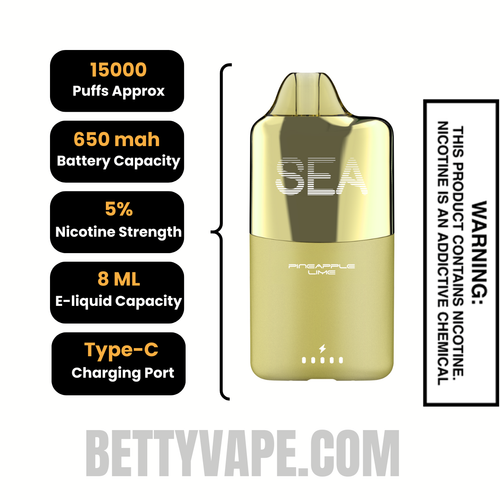 Pineapple Lime SEA XS 15000 Puffs Disposable Vape Specification