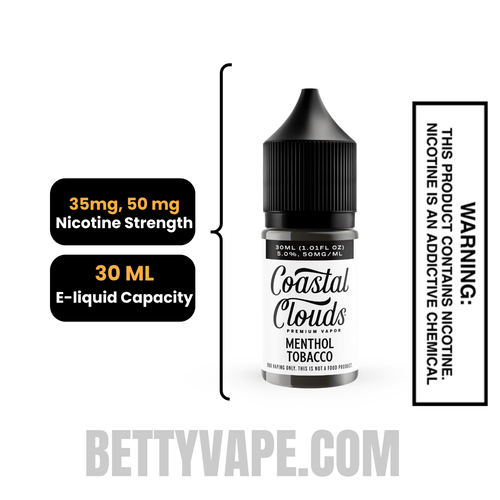 Menthol Tobacco Salt Coastal Clouds Salt Nic 30 ML Specifications