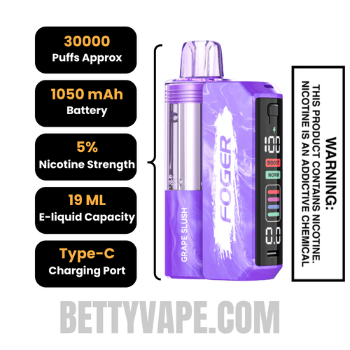 Grape Slush Foger Switch Pro 30K Disposable Vape Kit specifications