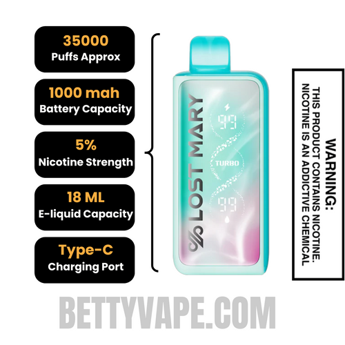 Baja Splash Lost Mary MT35000 Turbo Disposable Vape specifications