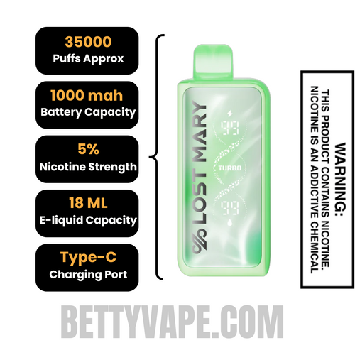 Winter Mint Lost Mary MT35000 Disposable Vape specifications Winter Mint Lost Mary MT35000 Disposable Vape specifications