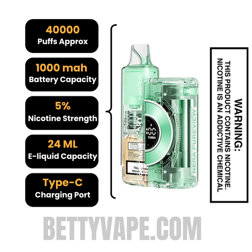 Miami Mint Lost Mary Nera Pureview 40K Vape Kit with specifications Miami Mint Lost Mary Nera Pureview 40K Vape Kit with specifications