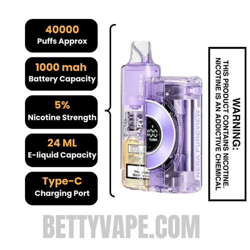Scary Berry Lost Mary Nera Pureview 40K Vape Kit with specifications