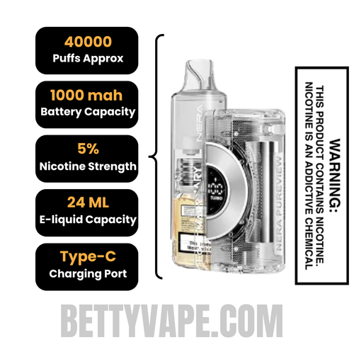 Pomegranate Blast Lost Mary Nera Pureview 40K Vape Kit with specifications