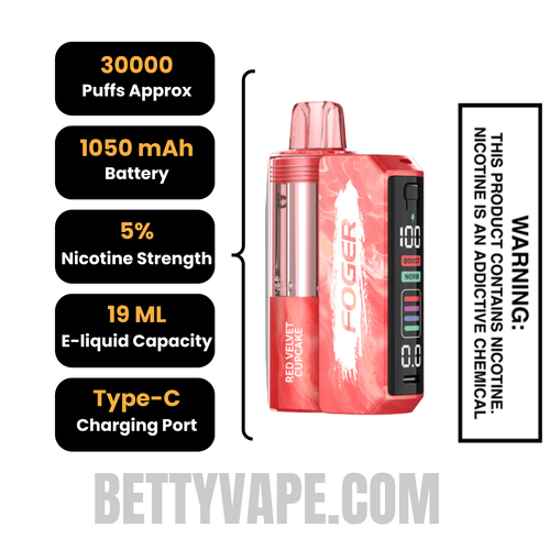 Red Velvet Cupcake Foger Switch Pro 30K Disposable Vape Kit Specification
